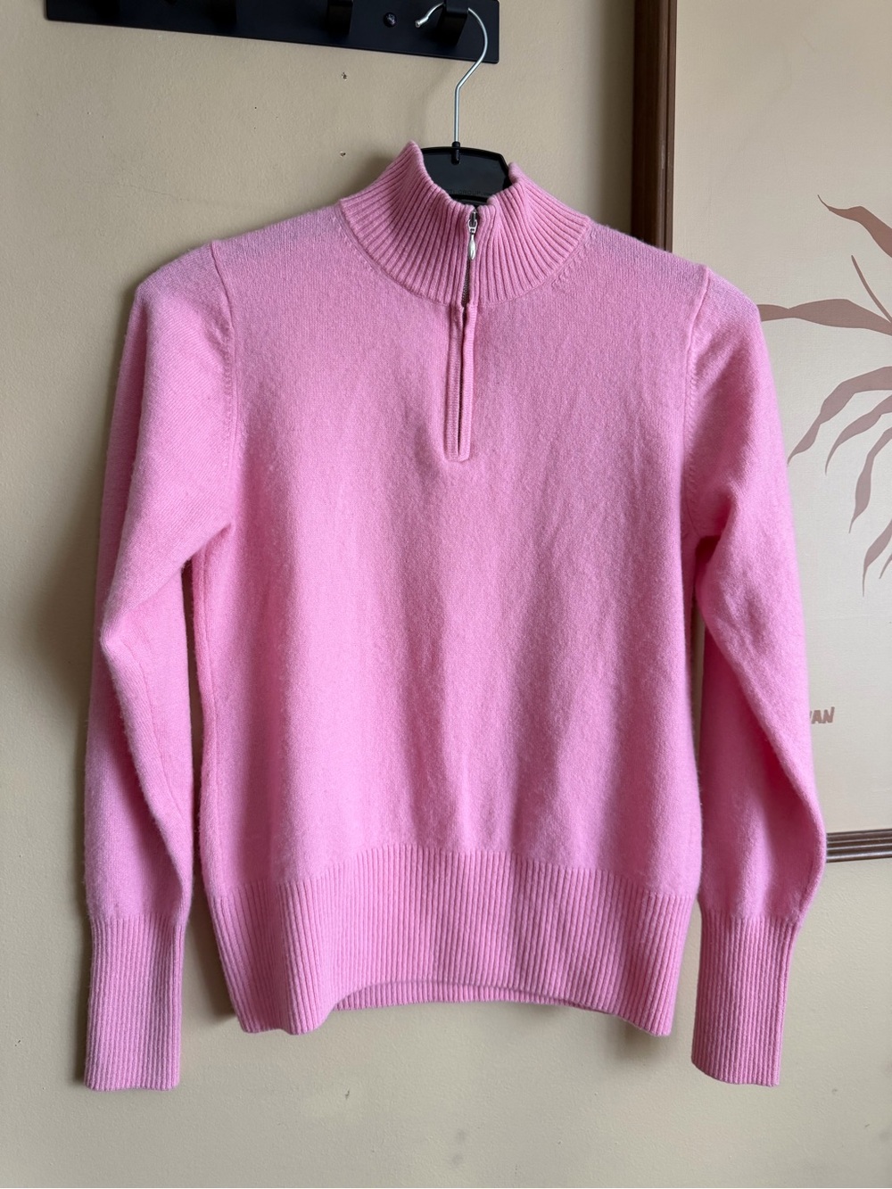 Vintage Romanes & Paterson Scotland Pink Cashmere Quarter-Zip Knit Sweater S